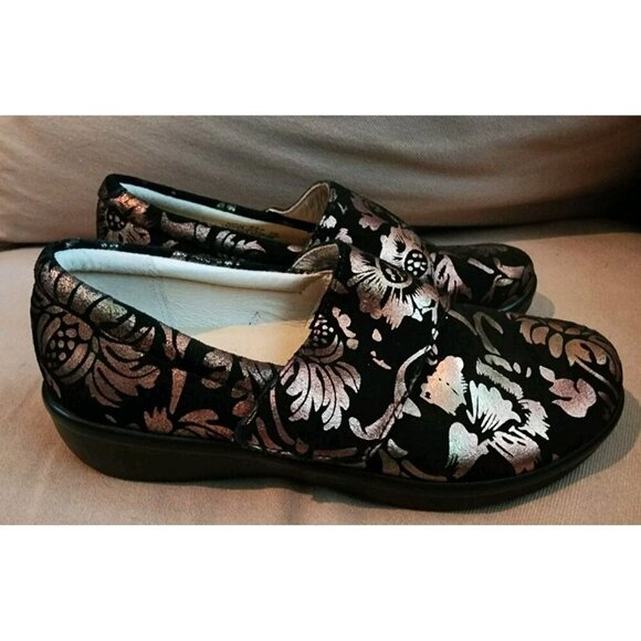 Alegria Lauryn Leather Metallic Floral Comfort Clogs LAU-557 Womens 36 US 6-6.5 - Picture 3 of 9